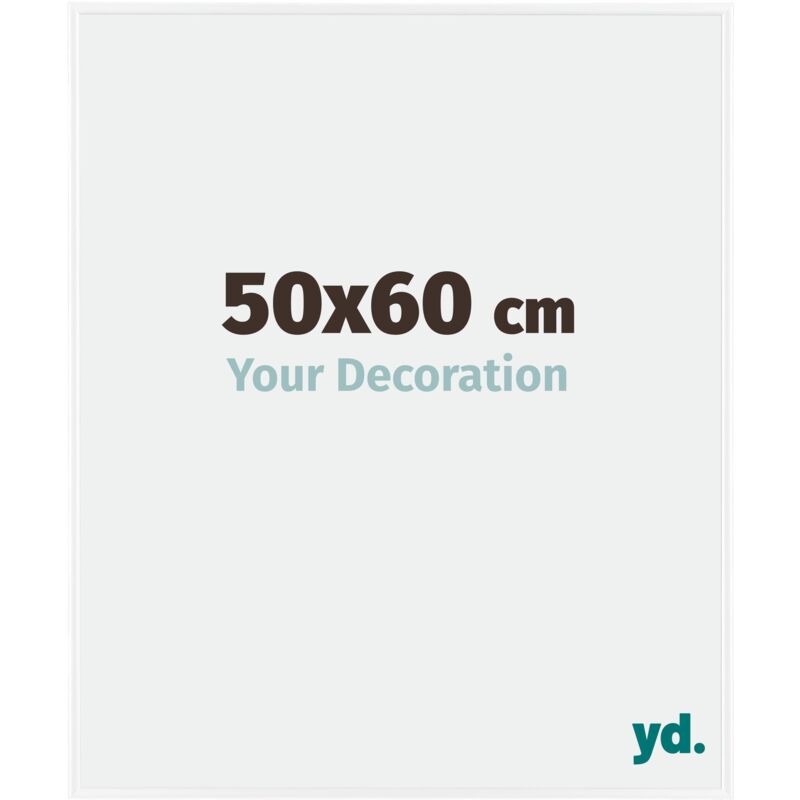 Yd. - Your Decoration - 50x60 cm - Cadre Photo en Plastique Avec Verre acrylique - Anti-Reflet - Excellente Qualité - Blanc Brillant - Cadre