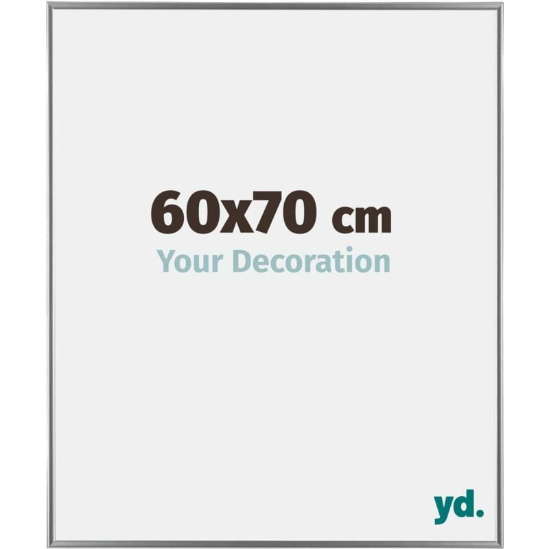 Yd. - Your Decoration - 60x70 cm - Cadre Photo en Plastique Avec Verre acrylique - Anti-Reflet - Excellente Qualité - Argent Brillant - Cadre