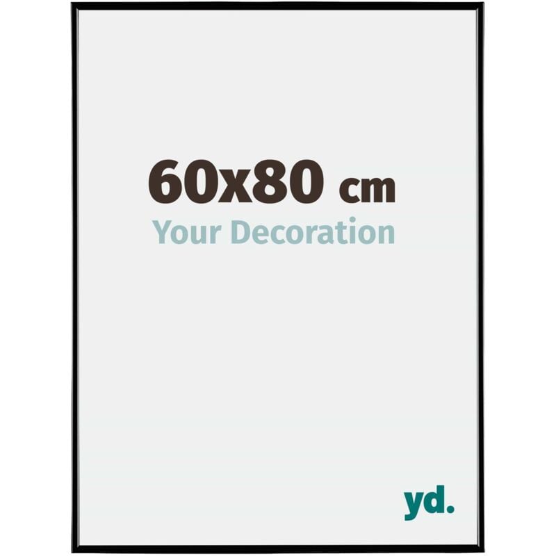 Yd. - Your Decoration - 60x80 cm - Cadre Photo en Plastique Avec Verre acrylique - Anti-Reflet - Excellente Qualité - Noir Brillant - Cadre