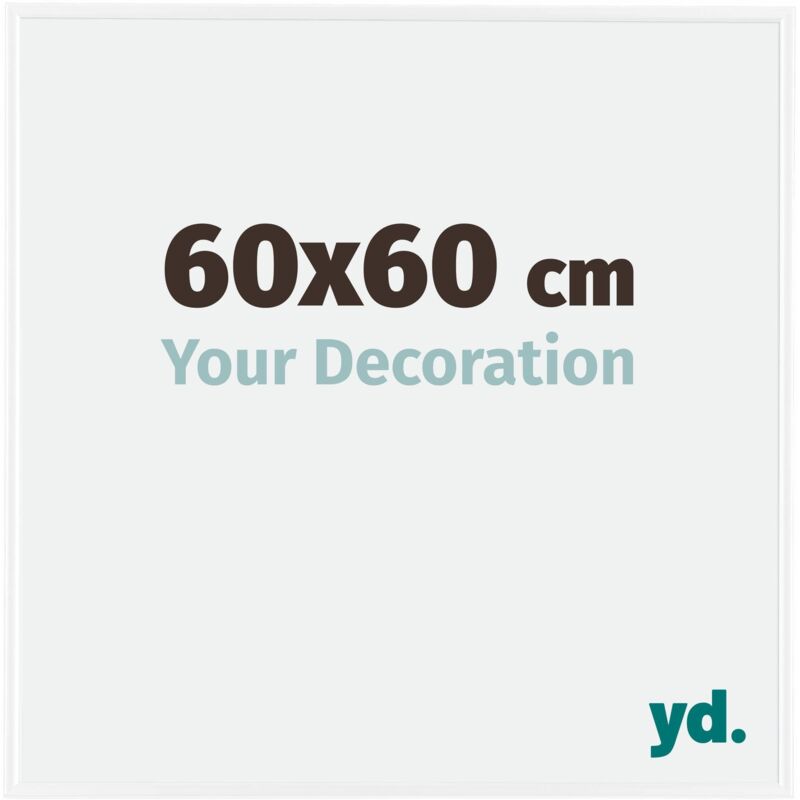 Yd. - Your Decoration - 60x60 cm - Cadre Photo en Plastique Avec Verre acrylique - Anti-Reflet - Excellente Qualité - Blanc Brillant - Cadre