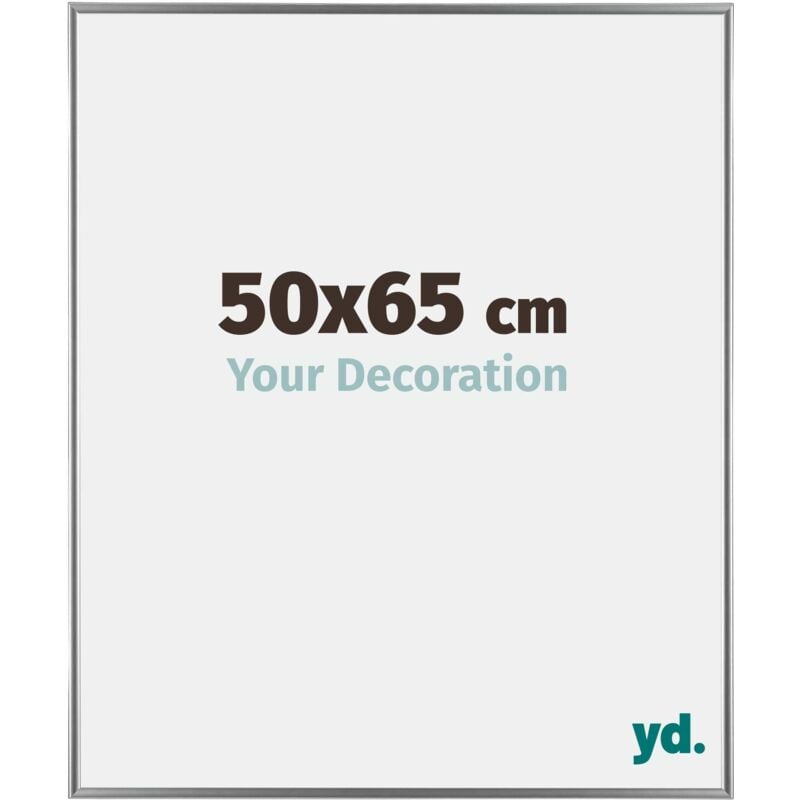 Your Decoration - 50x65 cm - Cadre Photo en Plastique Avec Verre acrylique - Anti-Reflet - Excellente Qualité - Argent Brillant - Cadre Decoration