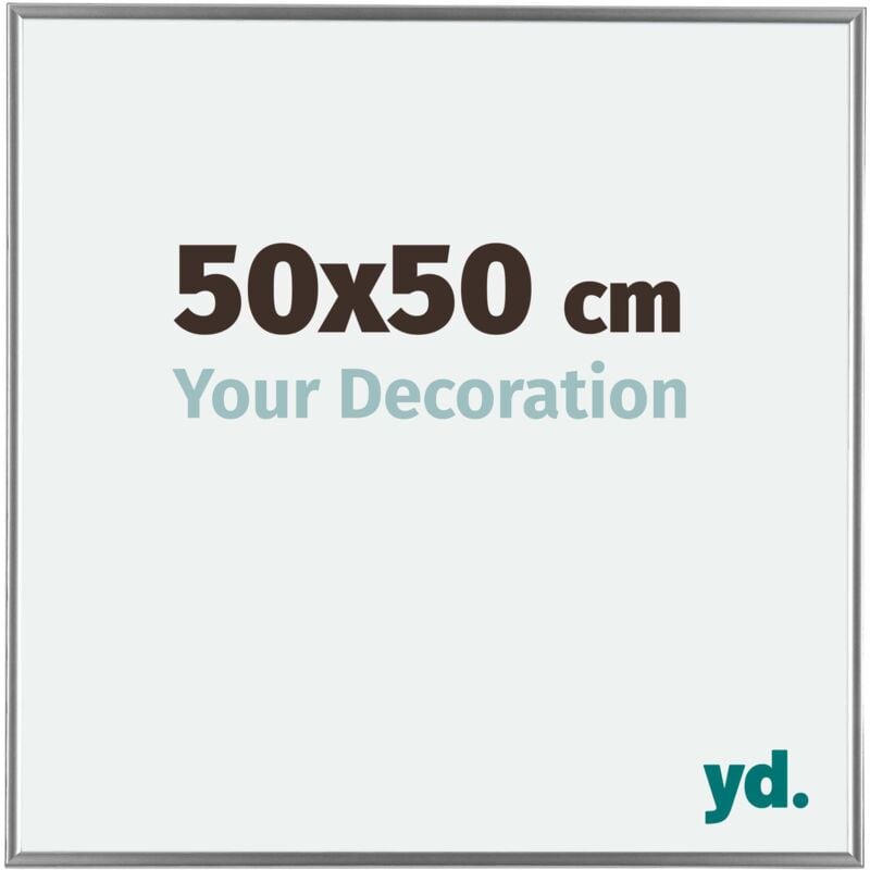 Yd. - Your Decoration - 50x50 cm - Cadre Photo en Plastique Avec Verre acrylique - Anti-Reflet - Excellente Qualité - Argent Brillant - Cadre
