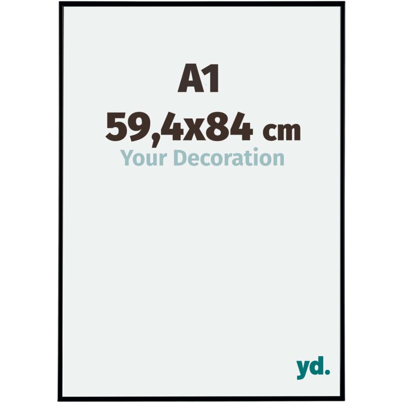 Yd. - Your Decoration - A1 59.4x84 cm - Cadre Photo en Plastique Avec Verre acrylique - Anti-Reflet - Excellente Qualité - Noir Mat - Cadre