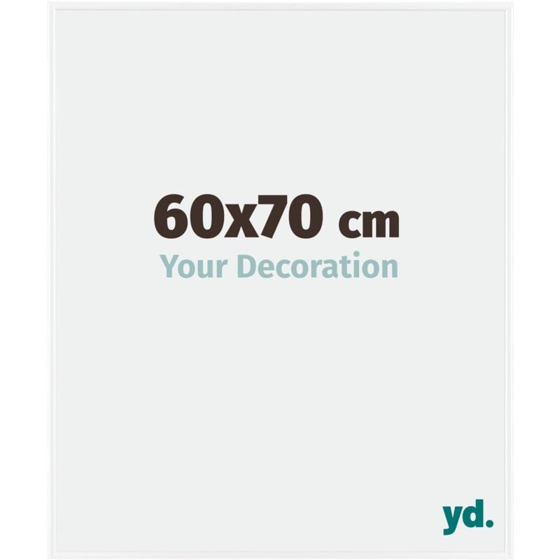 Yd. - Your Decoration - 60x70 cm - Cadre Photo en Plastique Avec Verre acrylique - Anti-Reflet - Excellente Qualité - Blanc Brillant - Cadre
