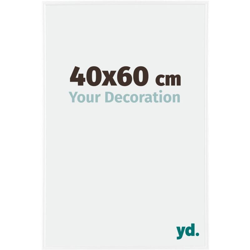Yd. - Your Decoration - 40x60 cm - Cadre Photo en Plastique Avec Verre acrylique - Anti-Reflet - Excellente Qualité - Blanc Brillant - Cadre