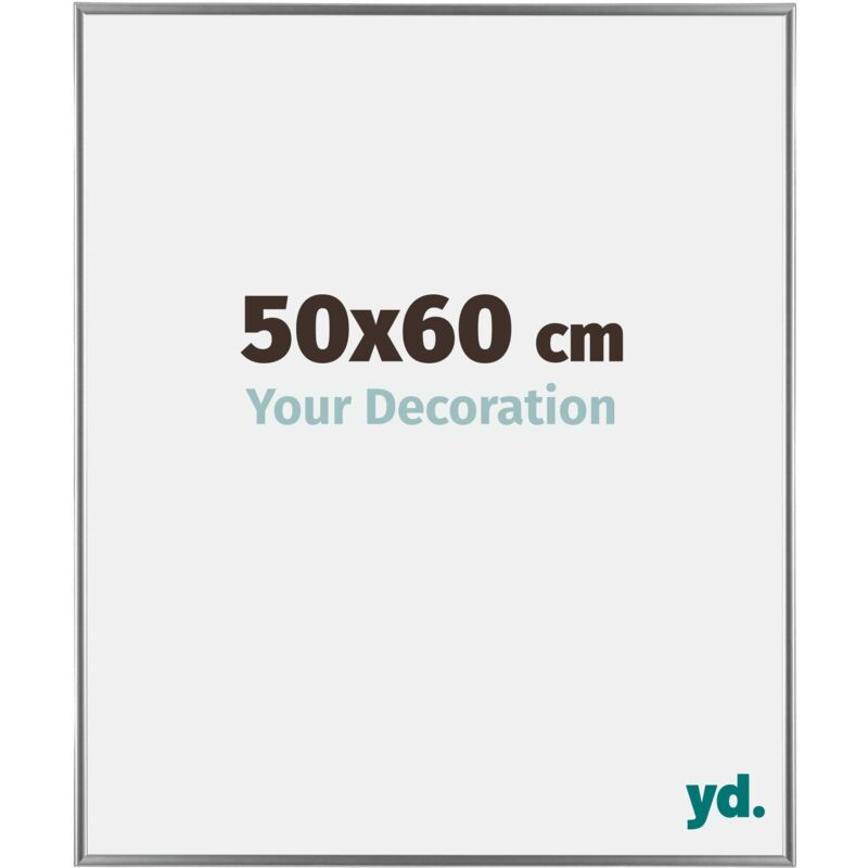 Yd. - Your Decoration - 50x60 cm - Cadre Photo en Plastique Avec Verre acrylique - Anti-Reflet - Excellente Qualité - Argent Brillant - Cadre
