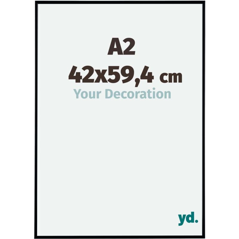Yd. - Your Decoration - A2 42x59.4 cm - Cadre Photo en Plastique Avec Verre acrylique - Anti-Reflet - Excellente Qualité - Noir Mat - Cadre