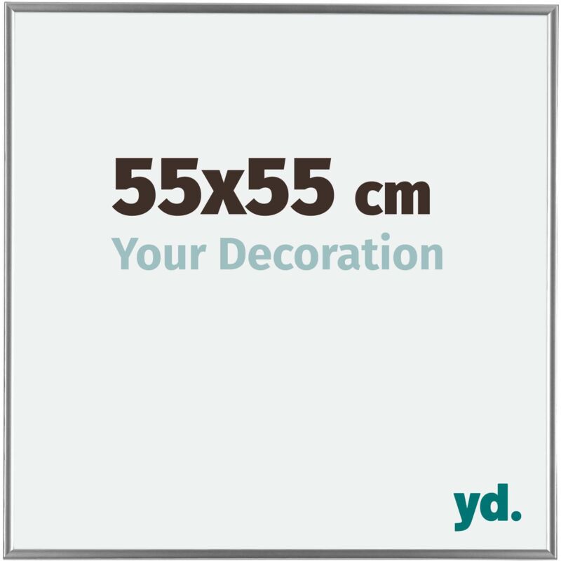 Yd. - Your Decoration - 55x55 cm - Cadre Photo en Plastique Avec Verre acrylique - Anti-Reflet - Excellente Qualité - Argent Brillant - Cadre