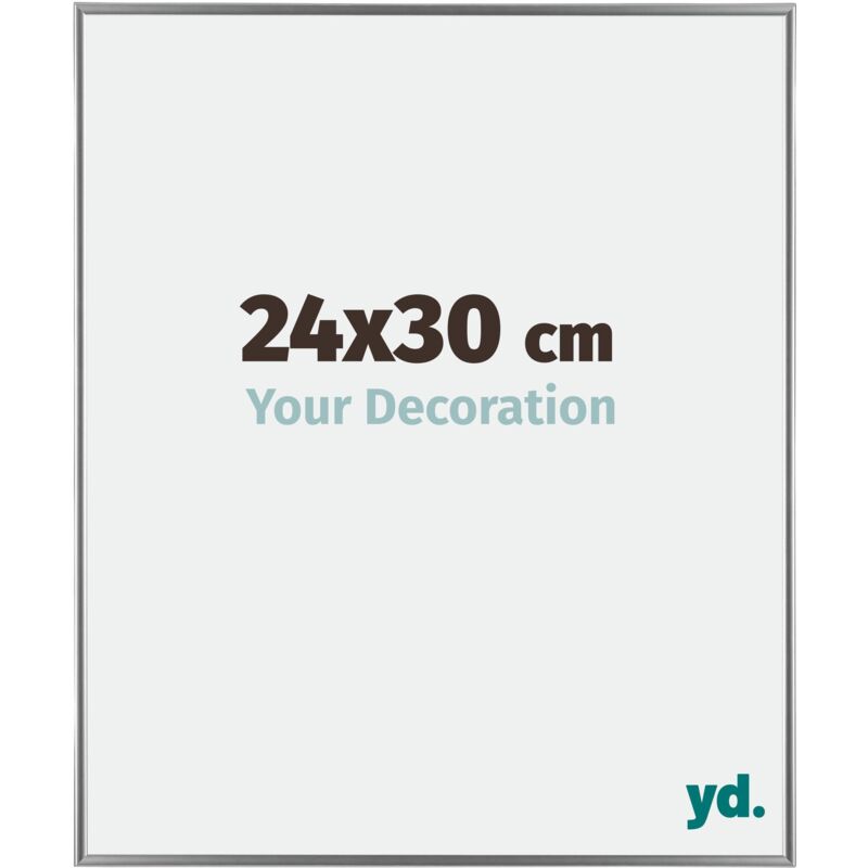 Your Decoration - 24x30 cm - Cadre Photo en Plastique Avec Verre acrylique - Anti-Reflet - Excellente Qualité - Argent Brillant - Cadre Decoration