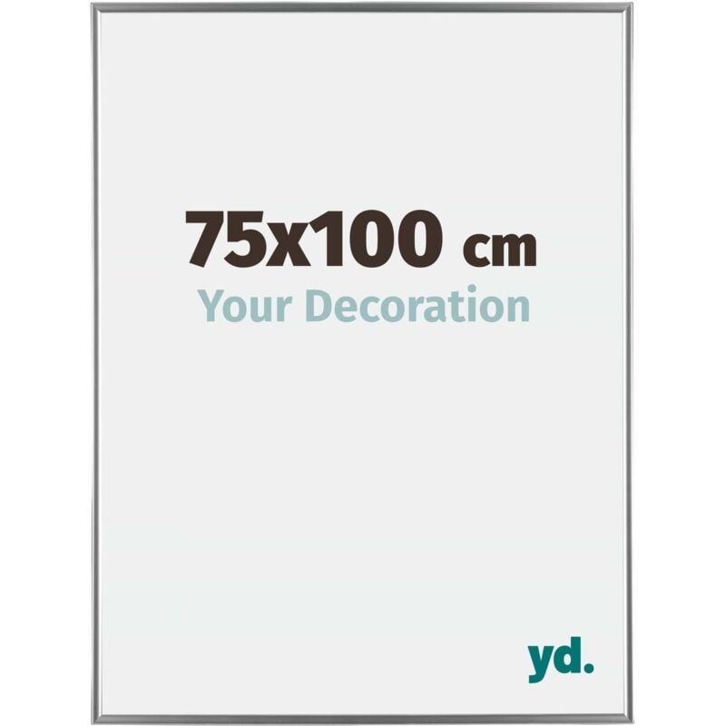Your Decoration - 75x100 cm - Cadre Photo en Plastique Avec Verre acrylique - Anti-Reflet - Excellente Qualité - Argent Brillant - Cadre Decoration