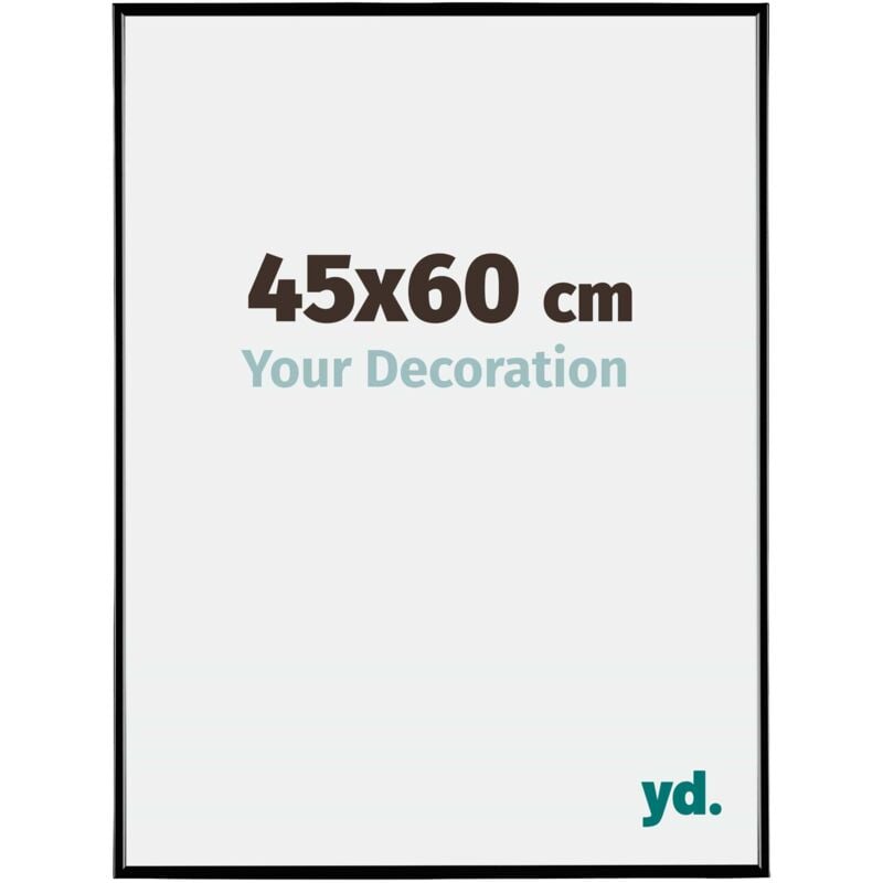 Yd. - Your Decoration - 45x60 cm - Cadre Photo en Plastique Avec Verre acrylique - Anti-Reflet - Excellente Qualité - Noir Brillant - Cadre