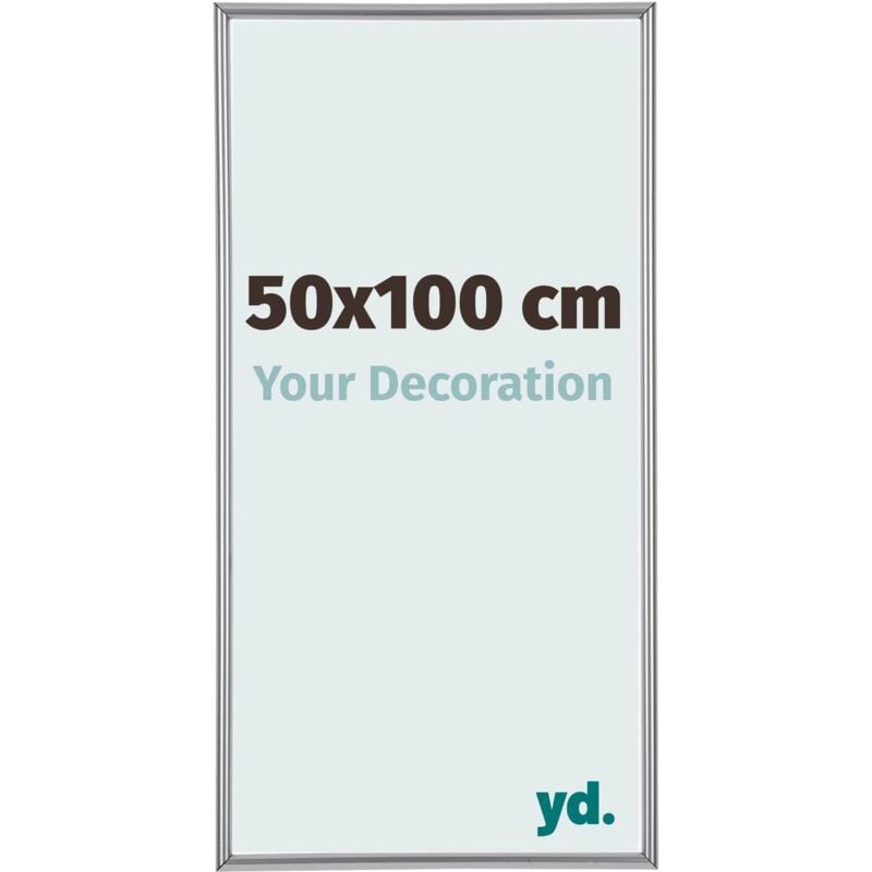 Your Decoration - 50x100 cm - Cadres Photos en Plastique Avec Verre Plexiglas - Excellente Qualité -Argent Brillant - Cadre Decoration Murale