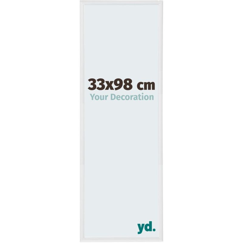 Yd. - Your Decoration - 33x98 cm - Cadres Photos en Plastique Avec Verre Plexiglas - Excellente Qualité -Blanc Brillant - Cadre Decoration Murale
