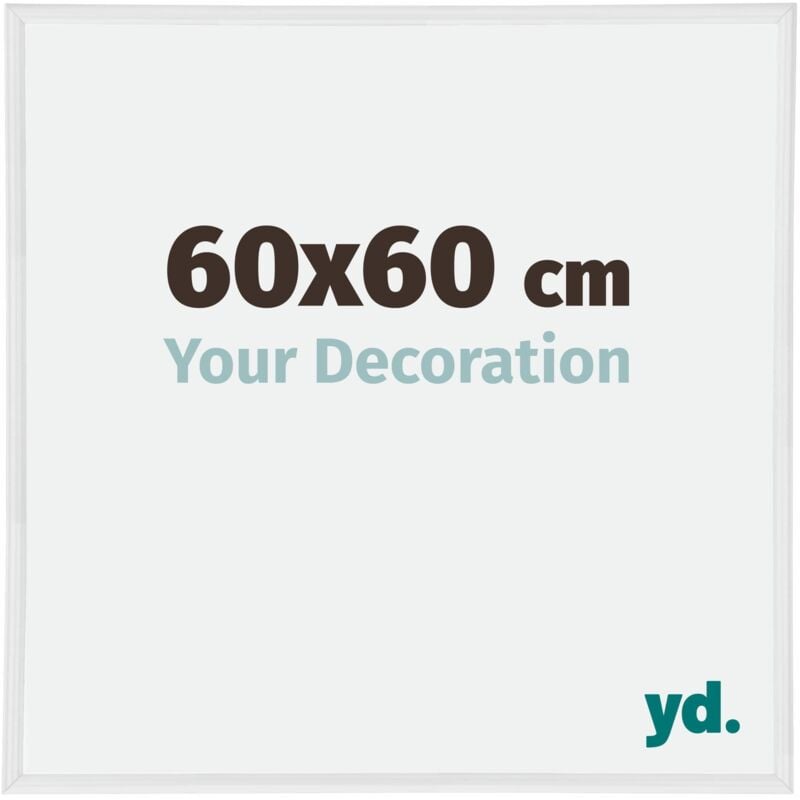 Yd. - Your Decoration - 60x60 cm - Cadres Photos en Plastique Avec Verre Plexiglas - Excellente Qualité -Blanc Brillant - Cadre Decoration Murale