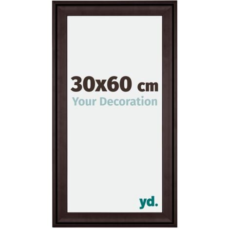 YD. 30x60 cm - Cadres en Bois avec Verre acrylique - Anti-Reflet - Excellente Qualité - Brun - Cadre Decoration Murale - Birmingham. - Brun