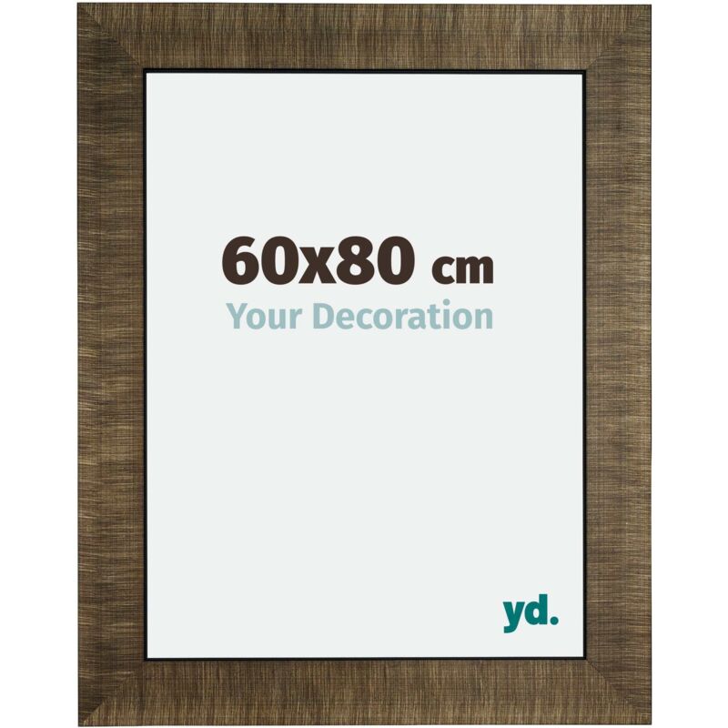 Your Decoration - 60x80 cm - Cadres Photo en Bois Avec Verre acrylique - Anti-Reflet - Excellente Qualité - Champagne Brossé - Cadre Decoration