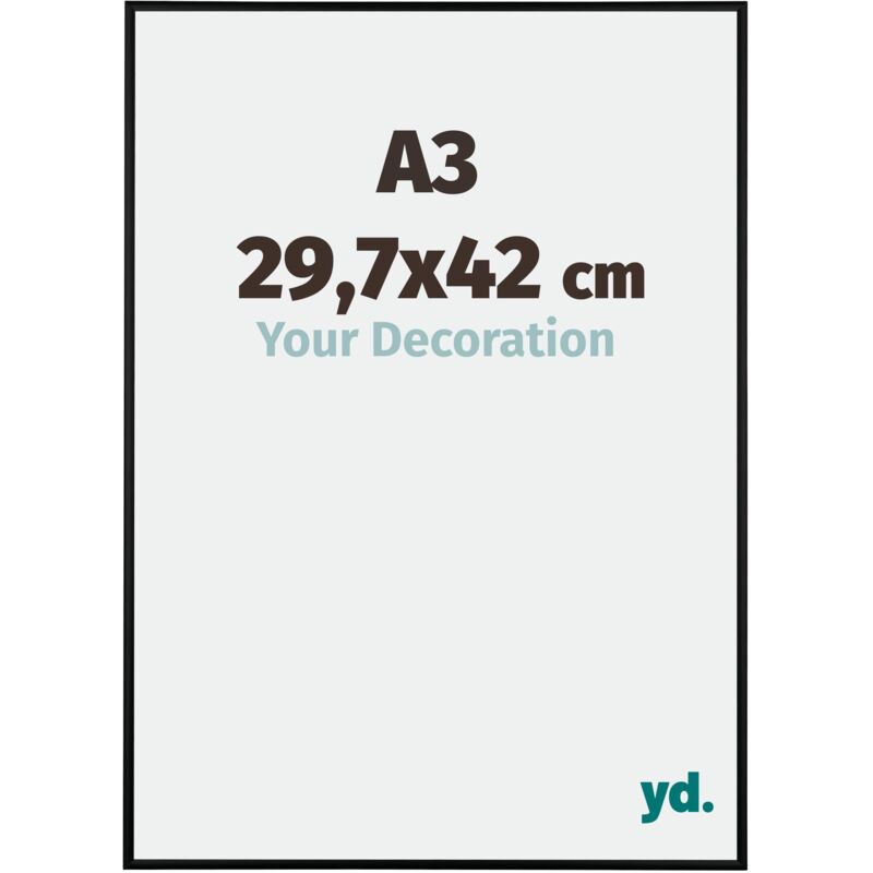 Yd. - Your Decoration - A3 29.7x42 cm - Cadres Photos en Aluminium Avec Verre acrylique - Anti-Reflet - Excellente Qualité - Noir Mat - Cadre