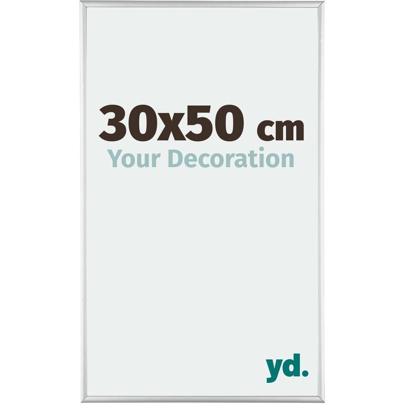 Yd. - Your Decoration - 30x50 cm - Cadres Photos en Aluminium Avec Verre acrylique - Anti-Reflet - Excellente Qualité - Argent Brillant - Cadre