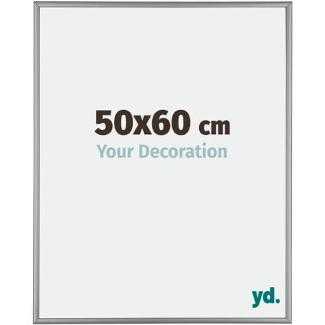 Your Decoration - 50x60 cm - Cadres Photos en Aluminium Avec Verre acrylique - Anti-Reflet - Excellente Qualité - Platine - Cadre Decoration Murale - Kent.