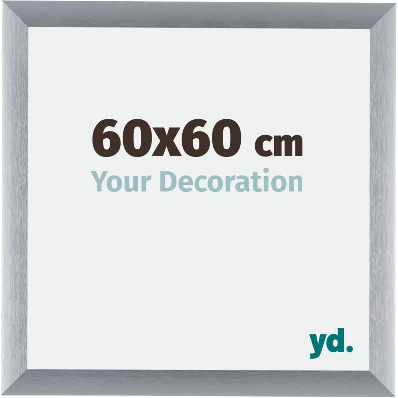 Yd. - Your Decoration - 60x60 cm - Cadres Photos en Aluminium Avec acrylique - Anti-Reflet - Excellente Qualité - Argent Brossé - Cadre Decoration