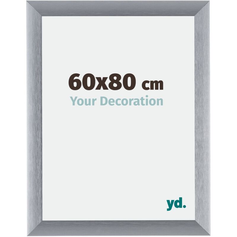 Yd. - Your Decoration - 60x80 cm - Cadres Photos en Aluminium Avec acrylique - Anti-Reflet - Excellente Qualité - Argent Brossé - Cadre Decoration