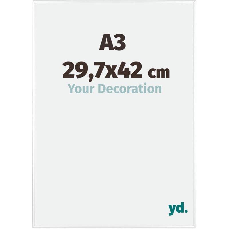 Your Decoration - A3 29.7x42 cm - Cadres Photos en Aluminium Avec Verre acrylique - Anti-Reflet - Excellente Qualité - Blanc Brillant - Cadre
