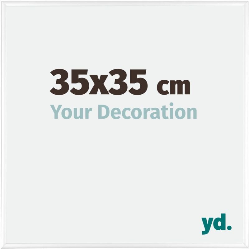 Yd. - Your Decoration - 35x35 cm - Cadres Photos en Aluminium Avec Verre acrylique - Anti-Reflet - Excellente Qualité - Blanc Brillant - Cadre