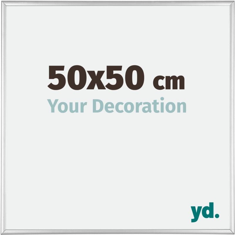 Yd. - Your Decoration - 50x50 cm - Cadres Photos en Aluminium Avec Verre acrylique - Anti-Reflet - Excellente Qualité - Argent Brillant - Cadre