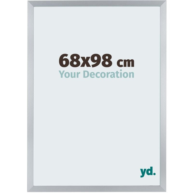 Your Decoration - 68x98 cm - Cadres Photo en mdf Avec Verre acrylique - Anti-Reflet - Excellente Qualité - Argent Brillant - Cadre Decoration Murale