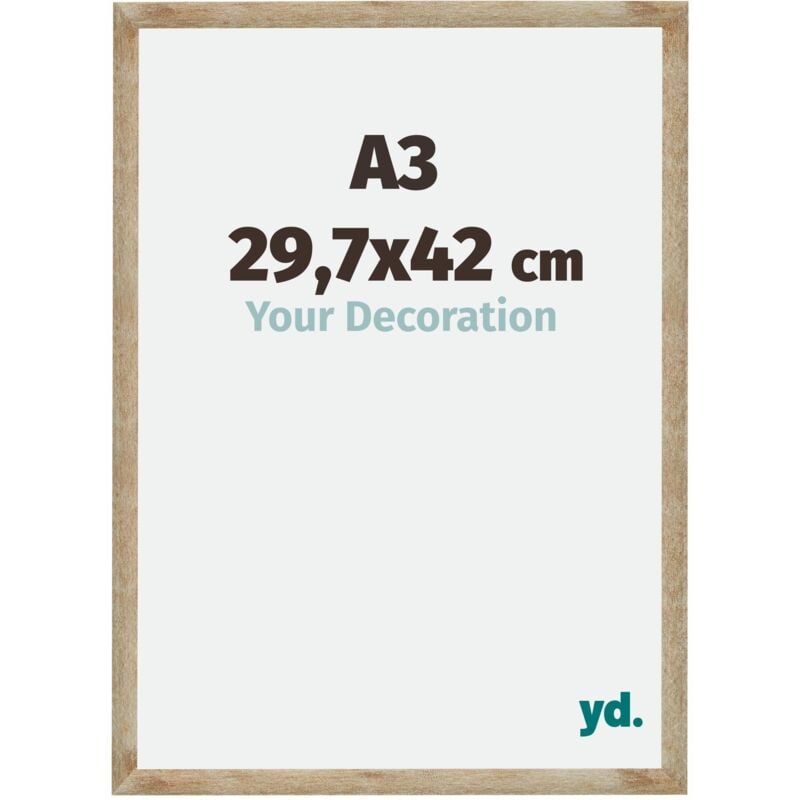 Yd. - Your Decoration - A3 29.7x42 cm - Cadres Photo en mdf Avec Verre acrylique - Anti-Reflet - Excellente Qualité - Or - Cadre Decoration Murale