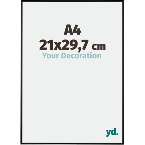 Cadre format A4 - 21x29,7 cm en aluminium - Doré - Vitre en verre