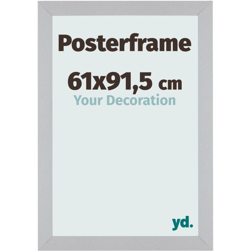 Your Decoration - Cadre photo 61x91.5 cm - Cadre d'affiche en bois avec verre acrylique - antireflet - excellente qualité -Argent Mat. - Argent Mat