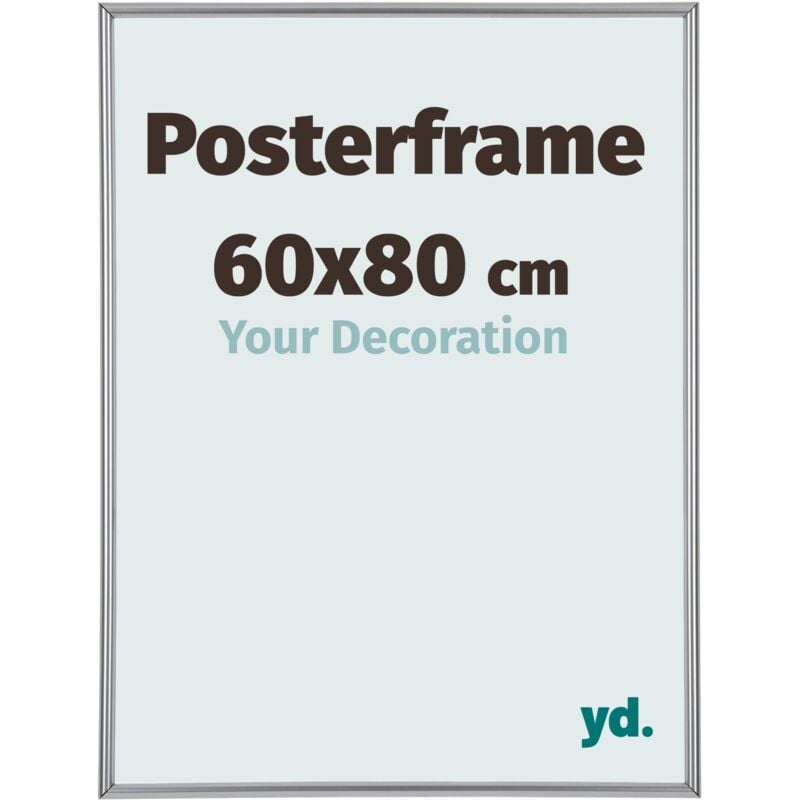 Yd. - Your Decoration - Cadre photo cm - Cadre d'affiche en plastique avec verre synthétique - Antireflet - Excellente qualité - Argent Brillant.