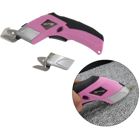 YOURTOOLS Ciseaux Électrique Tissu Cuir Rose 20W, Cisaille Européenne 20mm 10004/min, Efficacité Découpe Artisanat Professionnel, Standard UE