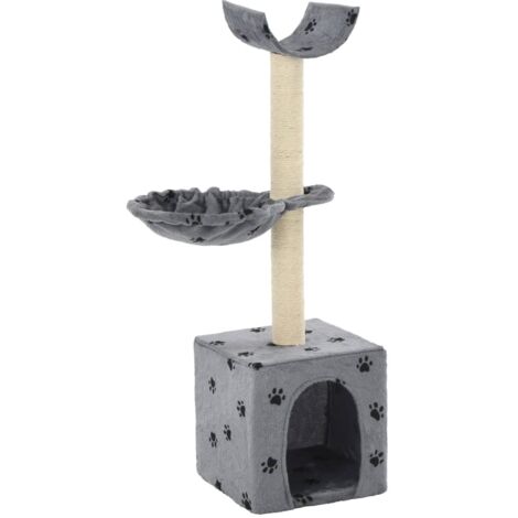 YOUTHUP Albero per Gatti Tiragraffi Sisal 105 cm Zampe Stampate Grigio