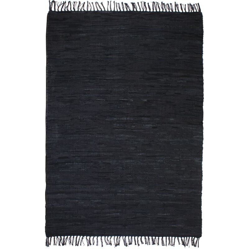 

Alfombra tejida a mano Chindi cuero 190x280 cm negro - Negro - Youthup