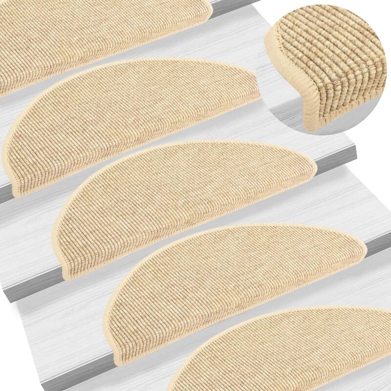 

Alfombrilla autoadhesiva escalera sisal 15 uds beige 65x25 cm - Beige - Youthup
