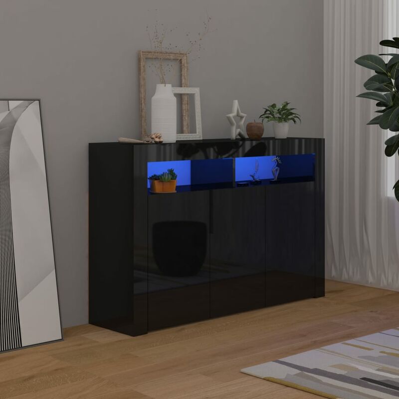 

Aparador con luces LED negro brillante 115,5x30x75 cm - Negro - Youthup