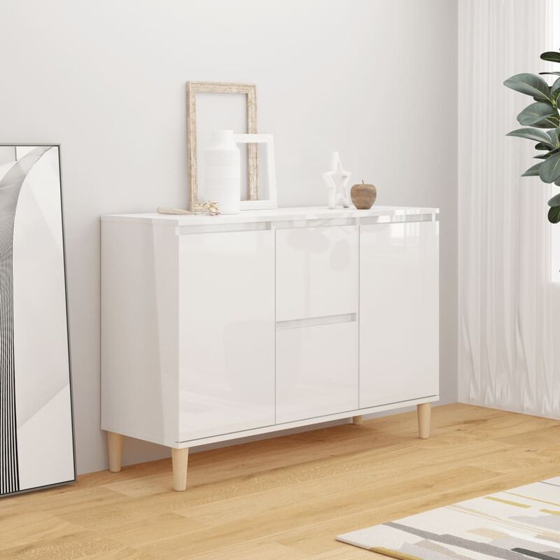 

Aparador de aglomerado blanco brillante 103,5x35x70 cm - Blanco - Youthup
