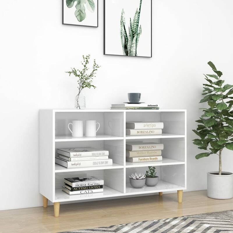 

Aparador de aglomerado blanco brillante 103,5x35x70 cm - Blanco - Youthup