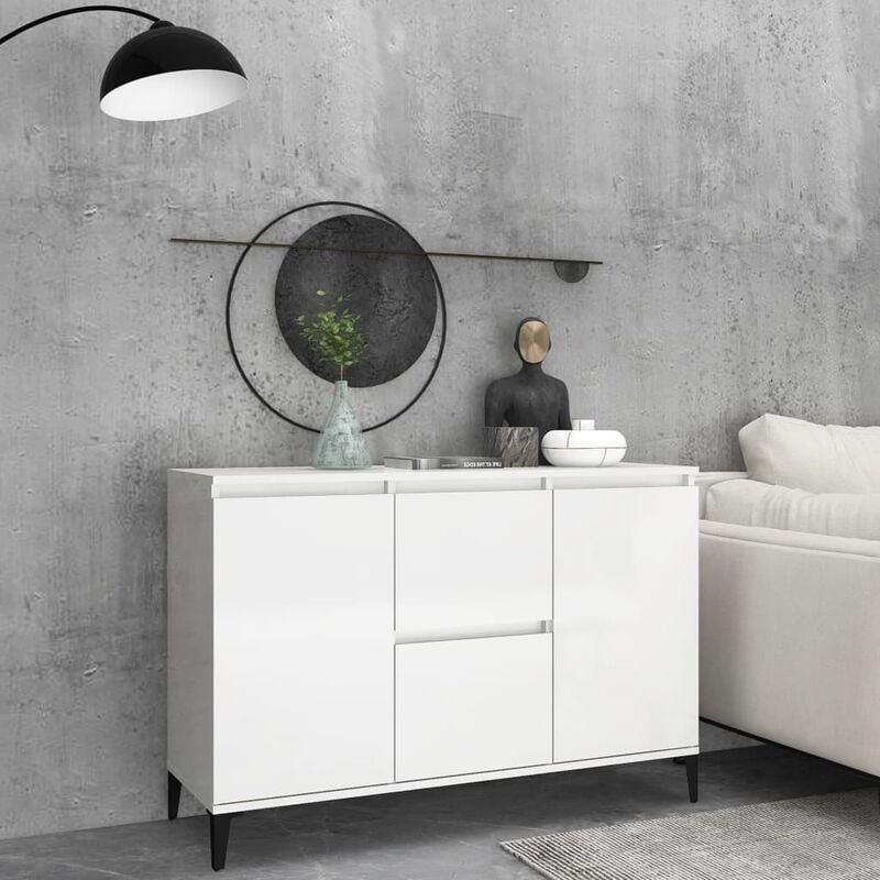 

Aparador de aglomerado blanco brillante 104x35x70 cm - Blanco - Youthup