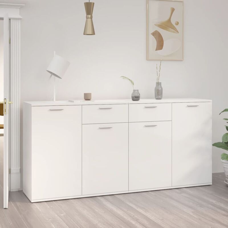 

Youthup - Aparador de aglomerado blanco brillante 160x36x75 cm - Blanco