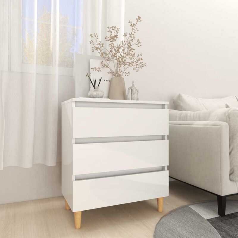 

YOUTHUP Aparador de aglomerado blanco brillante 60x35x69 cm - Blanco