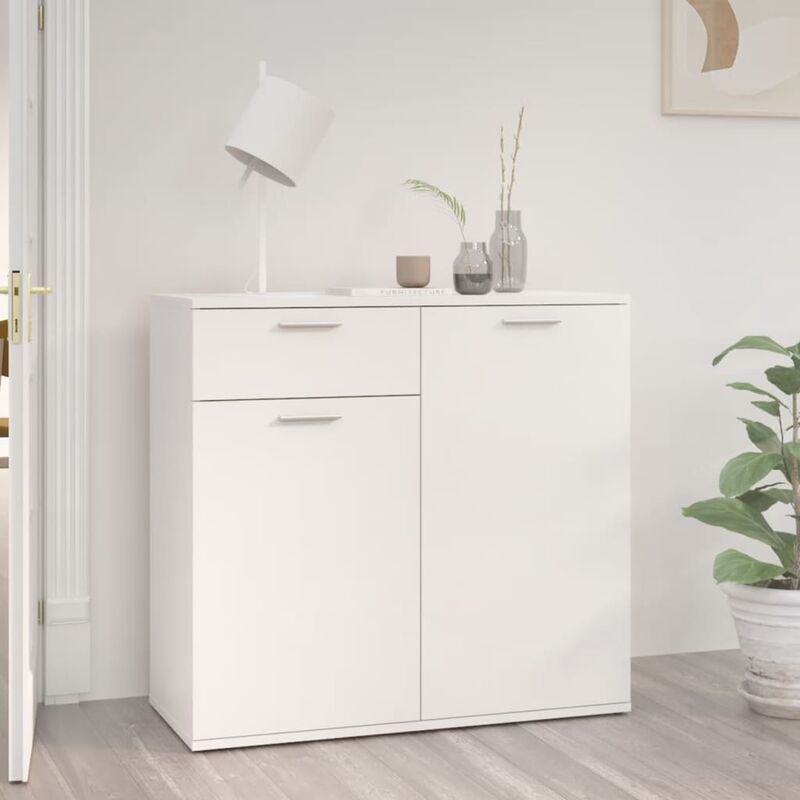 

Aparador de aglomerado blanco brillante 80x36x75 cm - Blanco - Youthup
