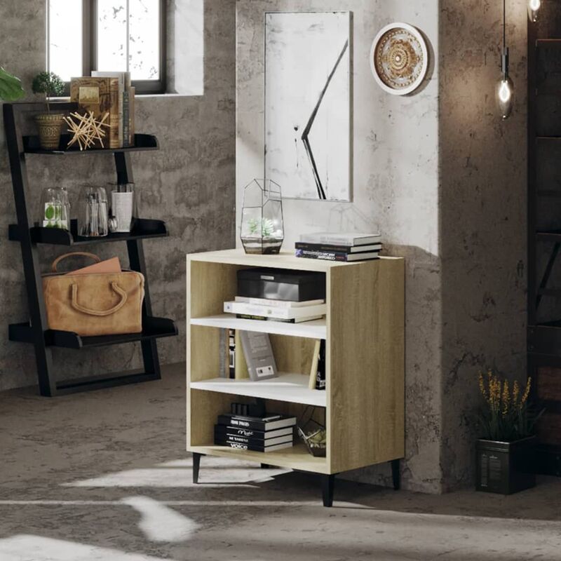

Aparador de aglomerado color blanco y roble Sonoma 57x35x70 cm - Beige - Youthup