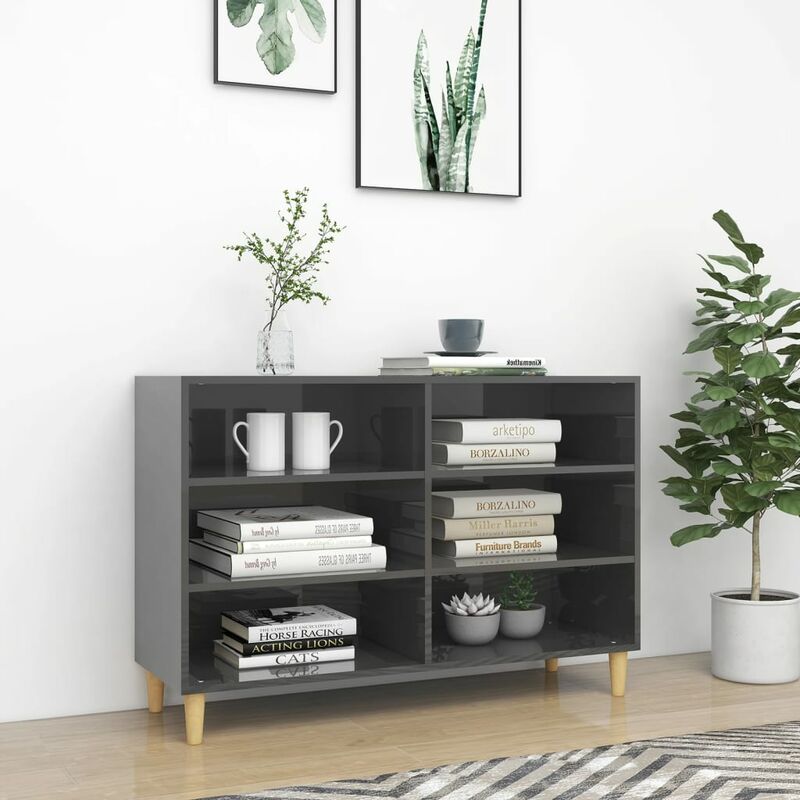 

Aparador de aglomerado gris brillante 103,5x35x70 cm - Gris - Youthup