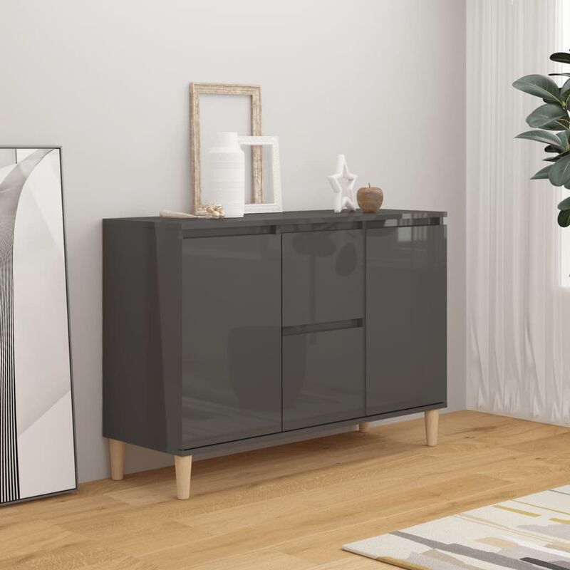 

YOUTHUP Aparador de aglomerado gris brillante 103,5x35x70 cm - Gris