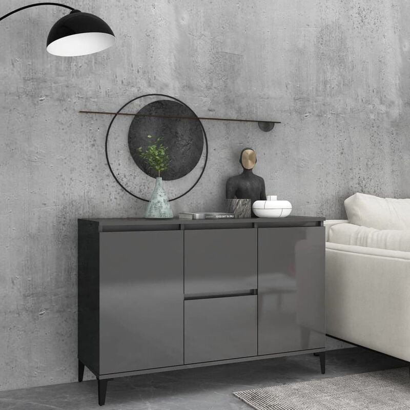 

Aparador de aglomerado gris brillante 104x35x70 cm - Gris - Youthup