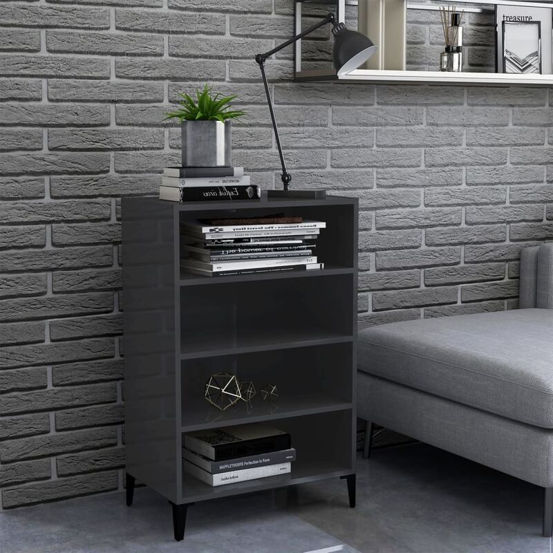 

YOUTHUP Aparador de aglomerado gris brillante 57x35x90 cm - Gris