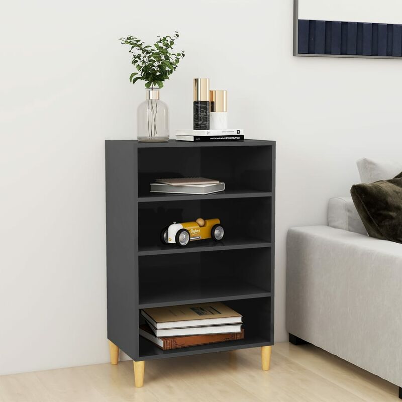 

YOUTHUP Aparador de aglomerado gris brillante 57x35x90 cm - Gris